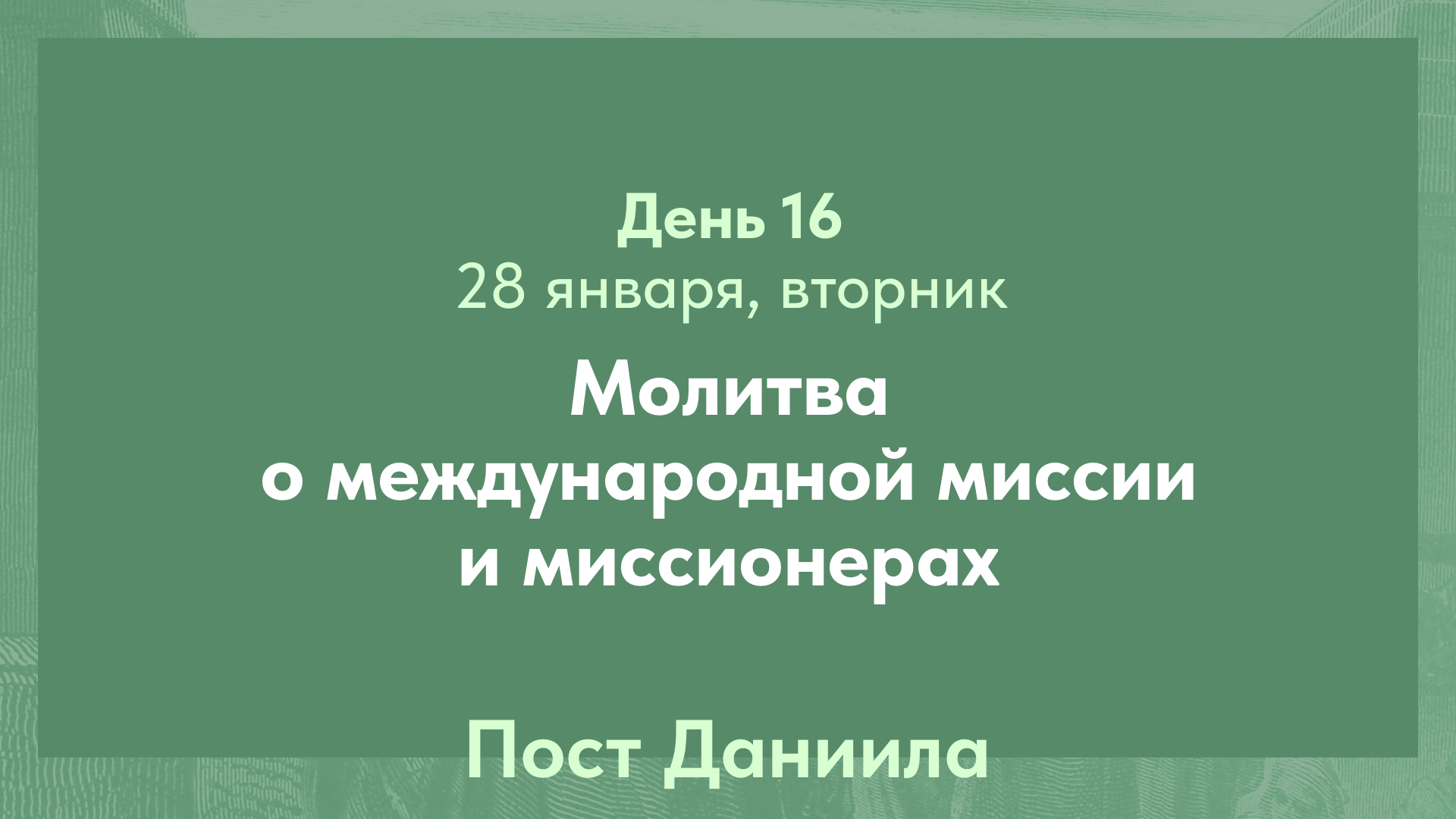 Пост Даниила, 2025. 28 января, вторник (день 16)